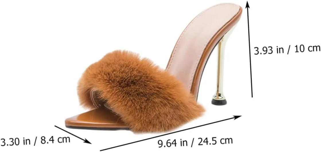 1 Pair Fur Sandals Heels for Women Pumps House Slippers Girl -heeled Sandals Fluffy Slippers for Women Pumps Sole: Pvc Decorate