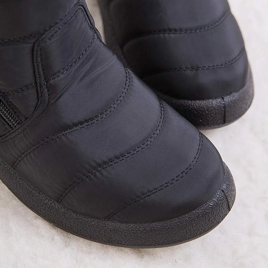 Ankle Boots for Women Comfy Platform Women's Fleece Zipper Waterproof Warm Mid-Calf Boots Short Boots Snow Boots
