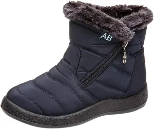 Ankle Boots for Women Comfy Platform Women's Fleece Zipper Waterproof Warm Mid-Calf Boots Short Boots Snow Boots