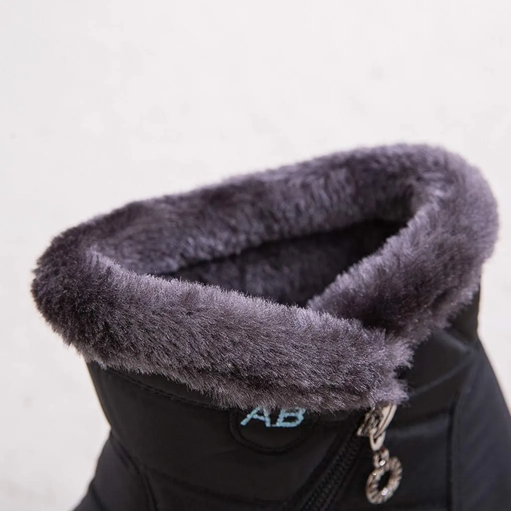 Ankle Boots for Women Comfy Platform Women's Fleece Zipper Waterproof Warm Mid-Calf Boots Short Boots Snow Boots