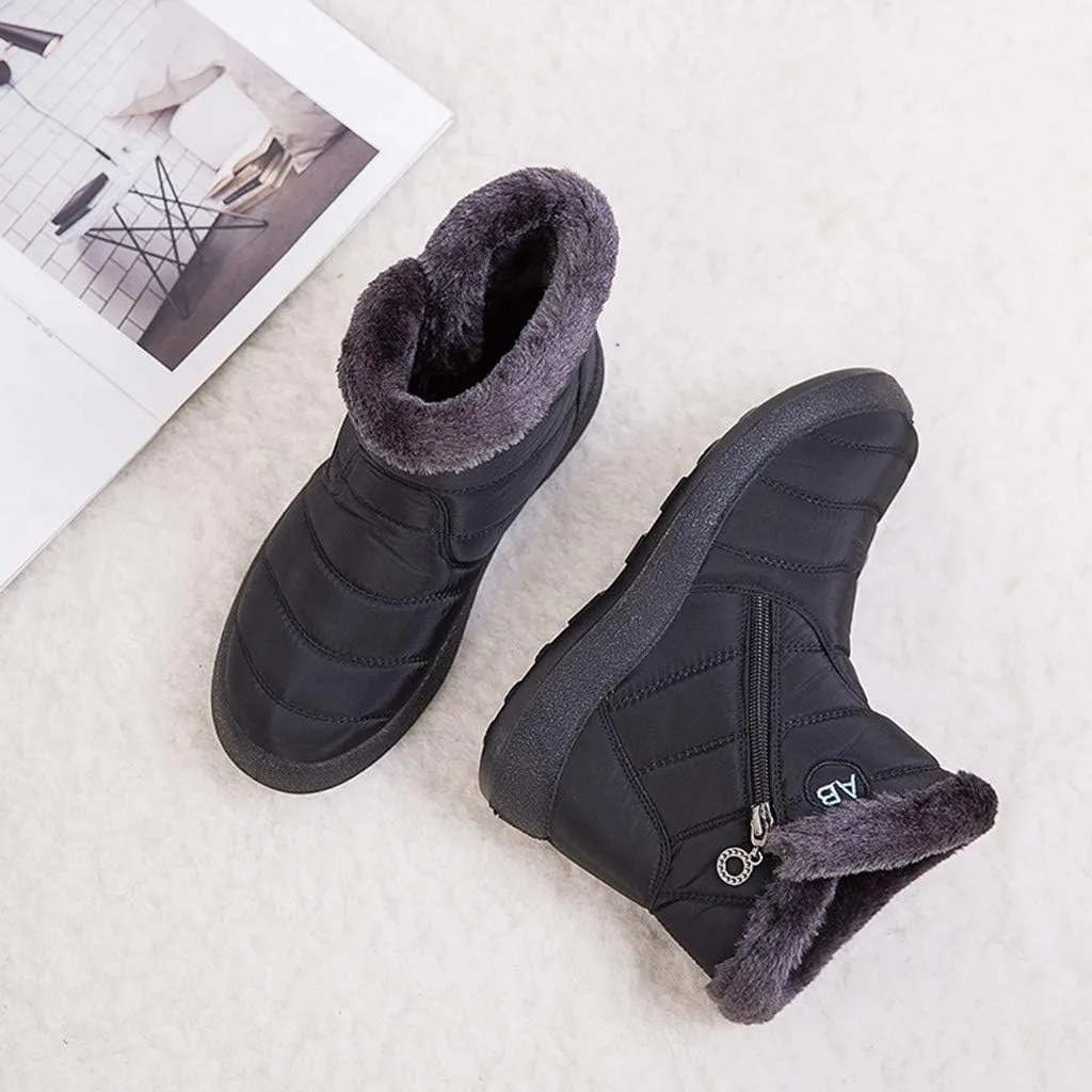 Ankle Boots for Women Comfy Platform Women's Fleece Zipper Waterproof Warm Mid-Calf Boots Short Boots Snow Boots