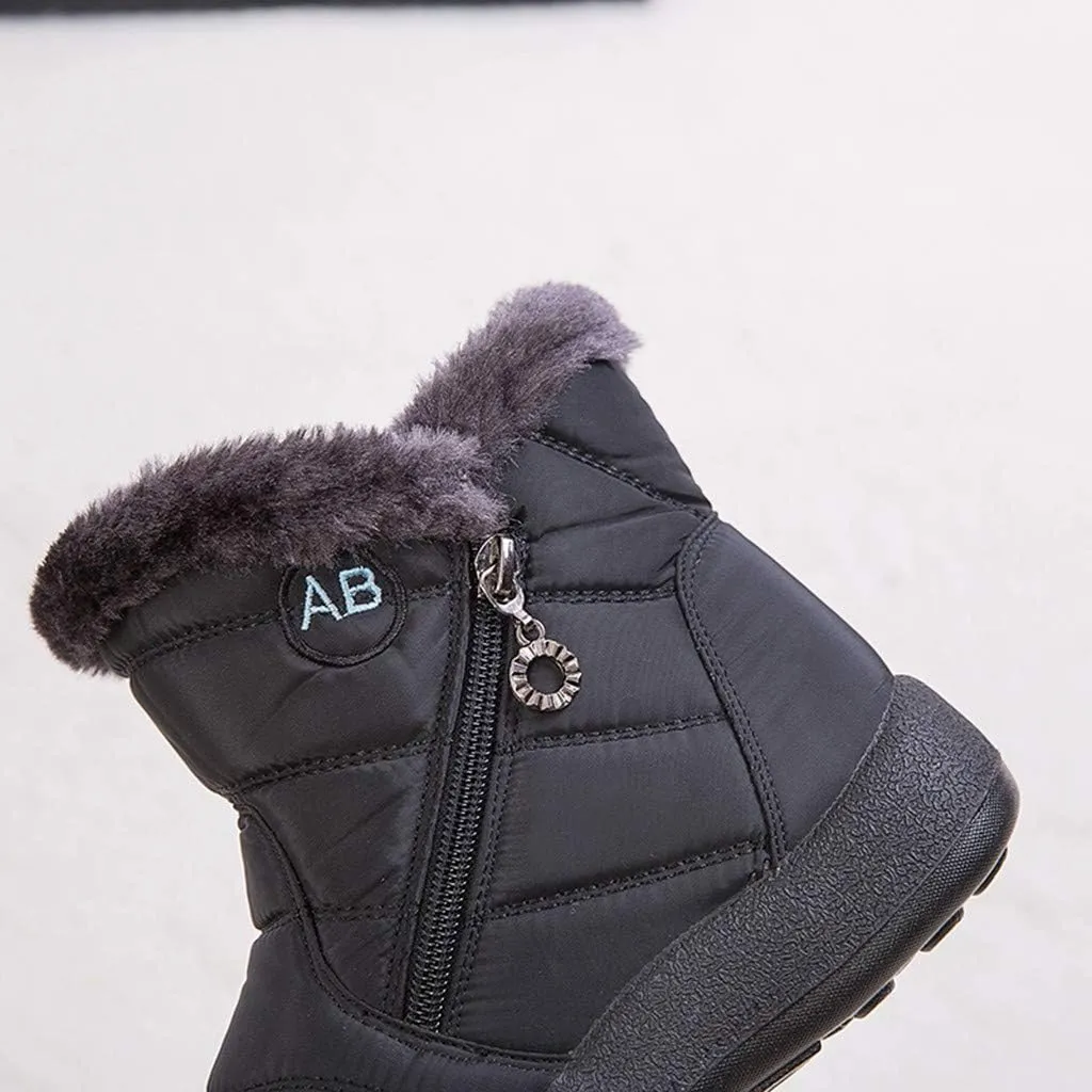 Ankle Boots for Women Comfy Platform Women's Fleece Zipper Waterproof Warm Mid-Calf Boots Short Boots Snow Boots