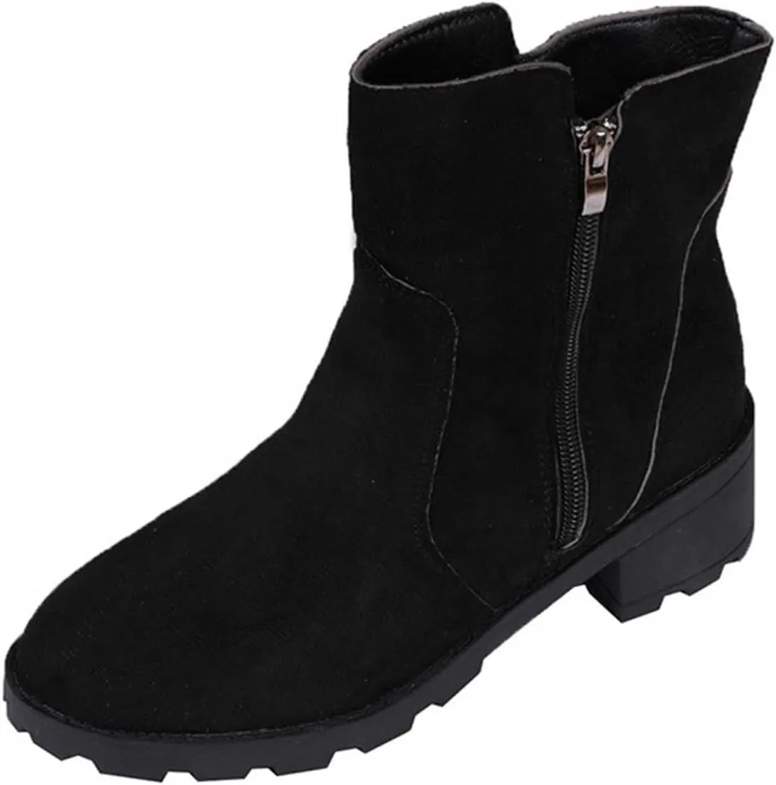 Ankle Boots Womens Retro Chunky Mid Heel Boots Outdoor Classic Fashion Boots Suede Round Toe Short Boots, 2.5