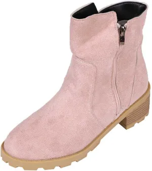 Ankle Boots Womens Retro Chunky Mid Heel Boots Outdoor Classic Fashion Boots Suede Round Toe Short Boots, 2.5