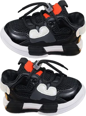 Baby Infant Breathable Leather Sneakers with Lace Cute Sole Chunky Lightweight Non Slip Sport Shoes for Toddler
