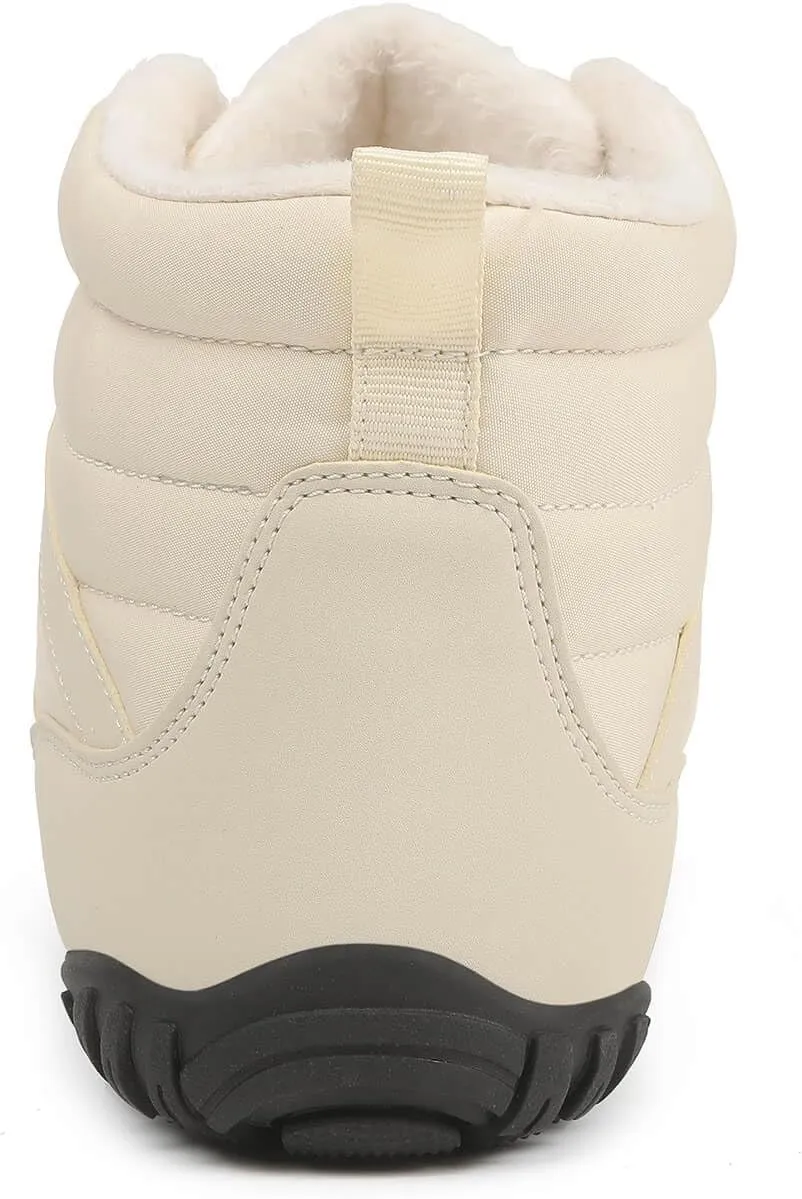 baobeijiadao Mens Snow Boots Warm Fur Hiking Boots Slip On Barefoot Winter Boots Non Slip Waterproof Ankle Sneakers for Men