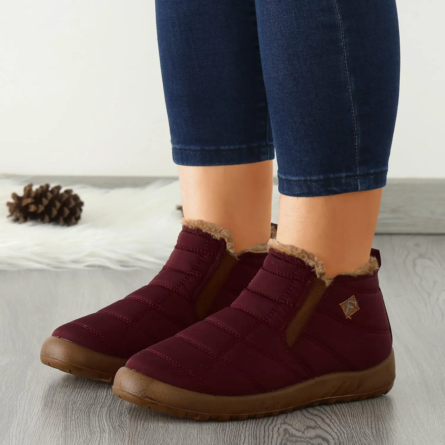 Black Snow Boots for Women Knee High Women's Winter Boots Waterproof Sexy Winter Fur Boots Women Size 8 Women's Ankle Boots Flat Low Heel Zipper Booties Winter Fall Snow Shoes for Women