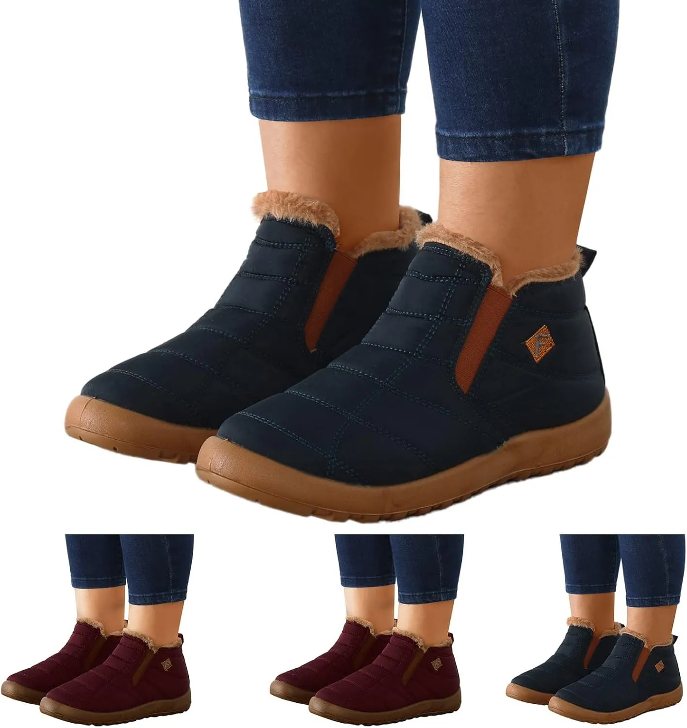 Black Snow Boots for Women Knee High Women's Winter Boots Waterproof Sexy Winter Fur Boots Women Size 8 Women's Ankle Boots Flat Low Heel Zipper Booties Winter Fall Snow Shoes for Women