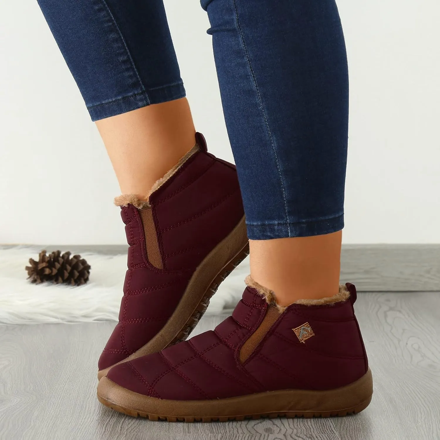 Black Snow Boots for Women Knee High Women's Winter Boots Waterproof Sexy Winter Fur Boots Women Size 8 Women's Ankle Boots Flat Low Heel Zipper Booties Winter Fall Snow Shoes for Women