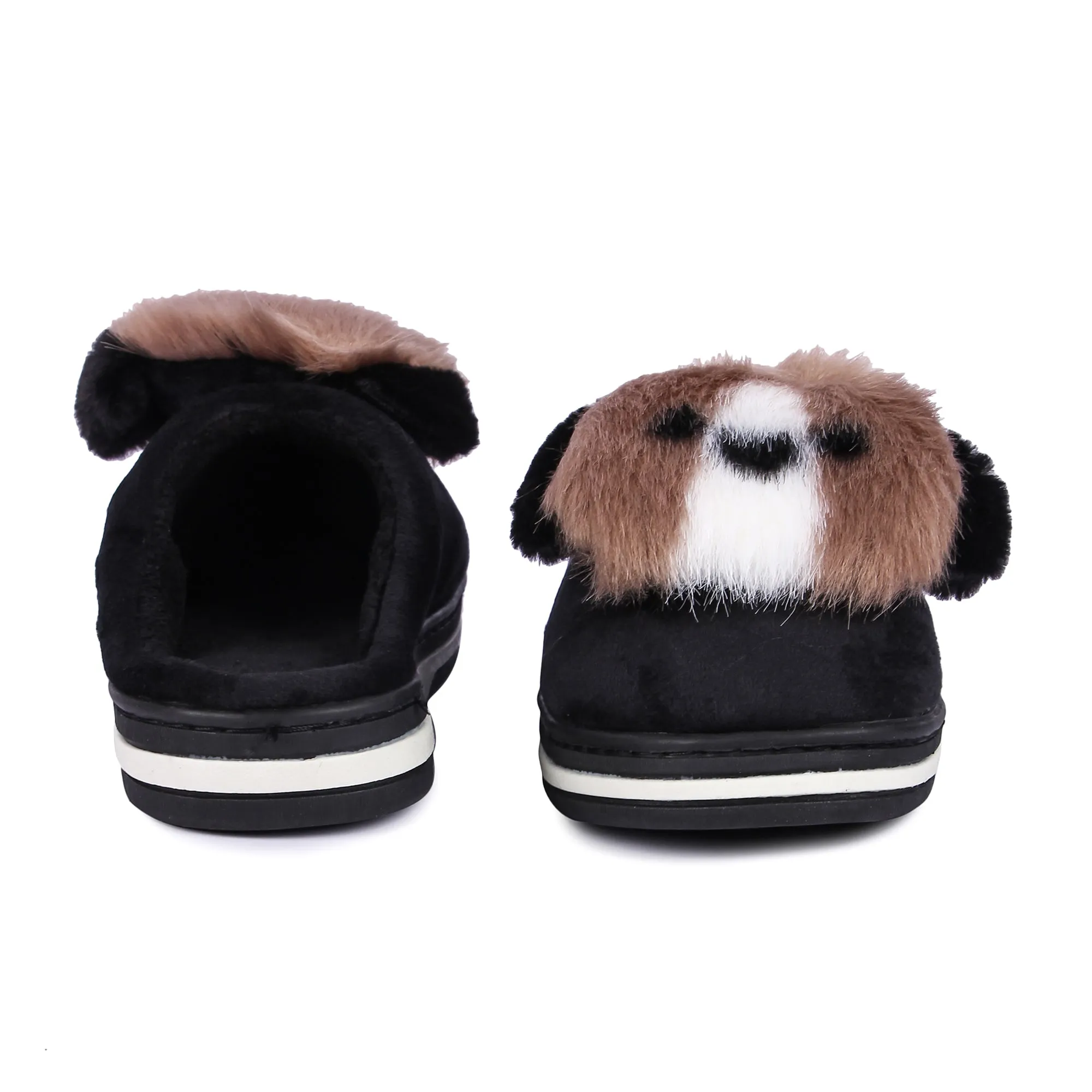 Brauch Women's Black Cute Dog Winter Slippers