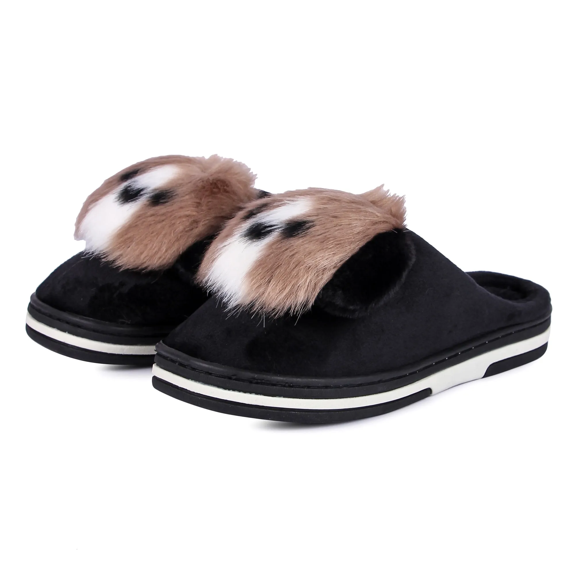 Brauch Women's Black Cute Dog Winter Slippers