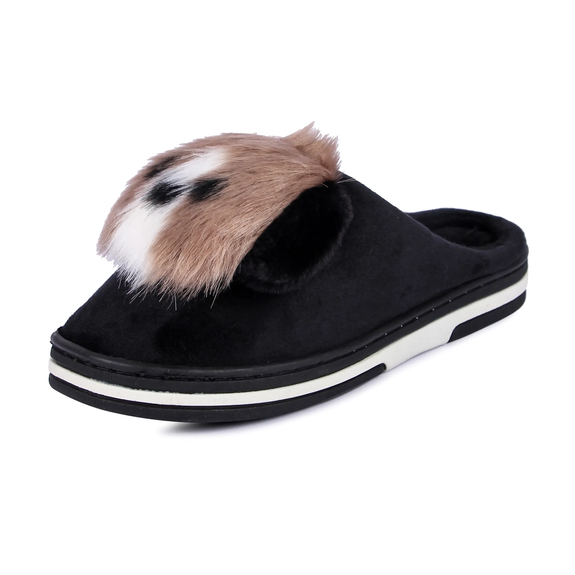 Brauch Women's Black Cute Dog Winter Slippers