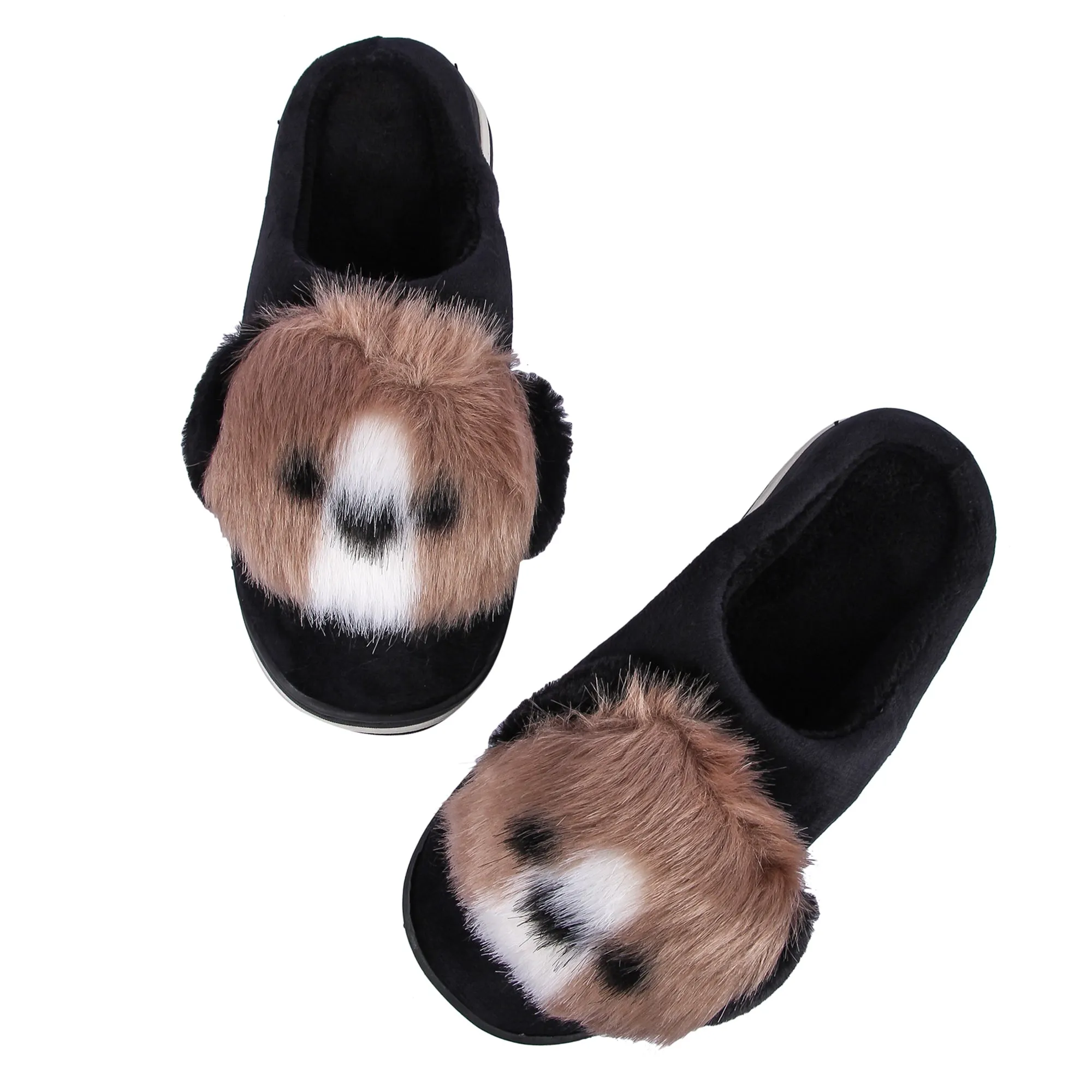 Brauch Women's Black Cute Dog Winter Slippers