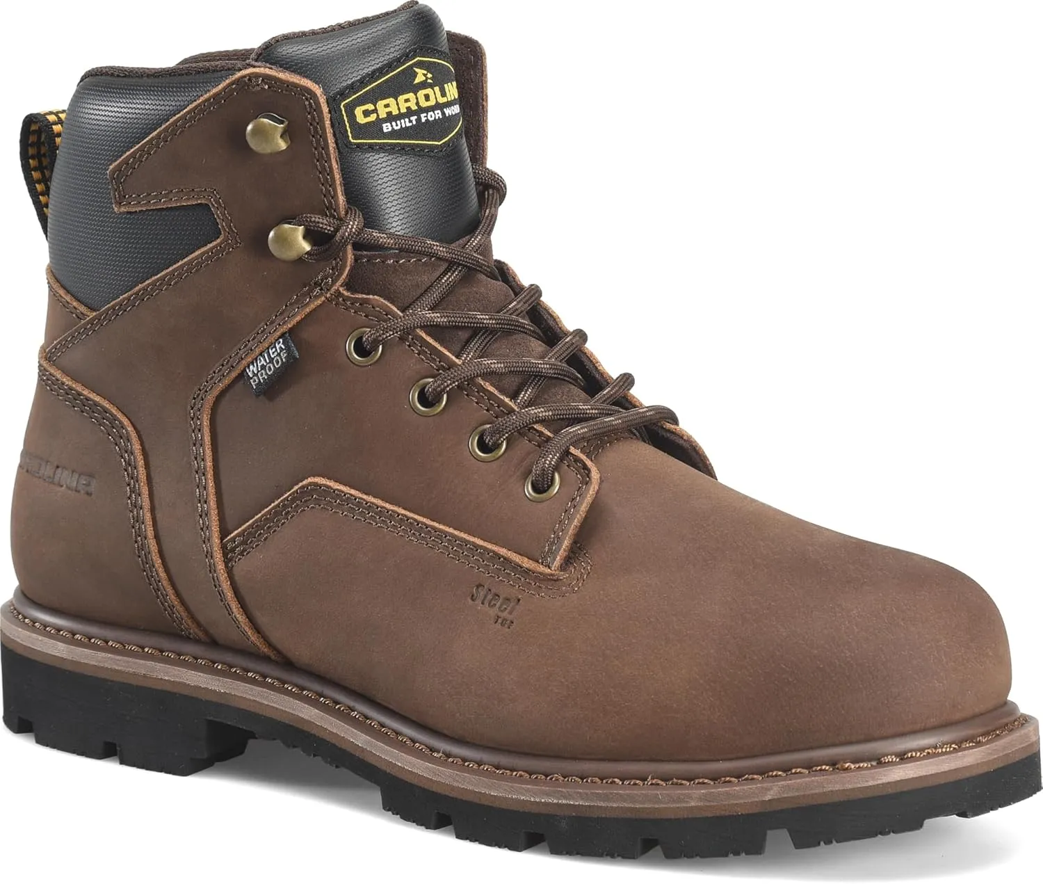 Carolina Mens 6" Waterproof Steel Toe Work Boot, Brown - 10.5 2E