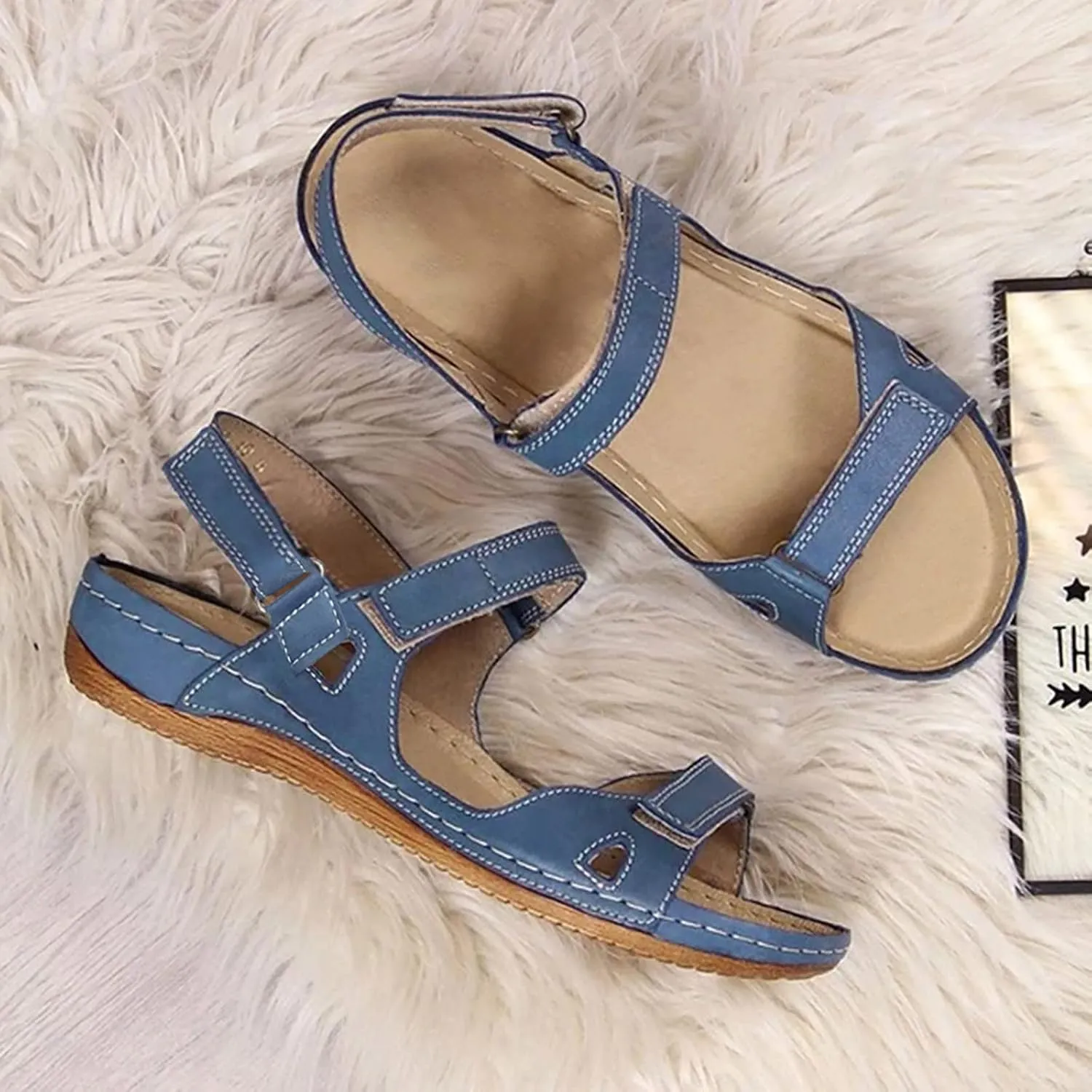 Casual Sandals Women Arch Support Wedge Sandals for Women Open Toe Shoes Comfortable Strap Beach Sandals