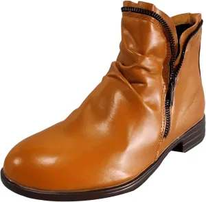 Cathalem Ankle Boots for Women Low Heel Booties Arch Support Boots Lace Up Side Zipper Short Ankle Booties Casual Fall Shoes