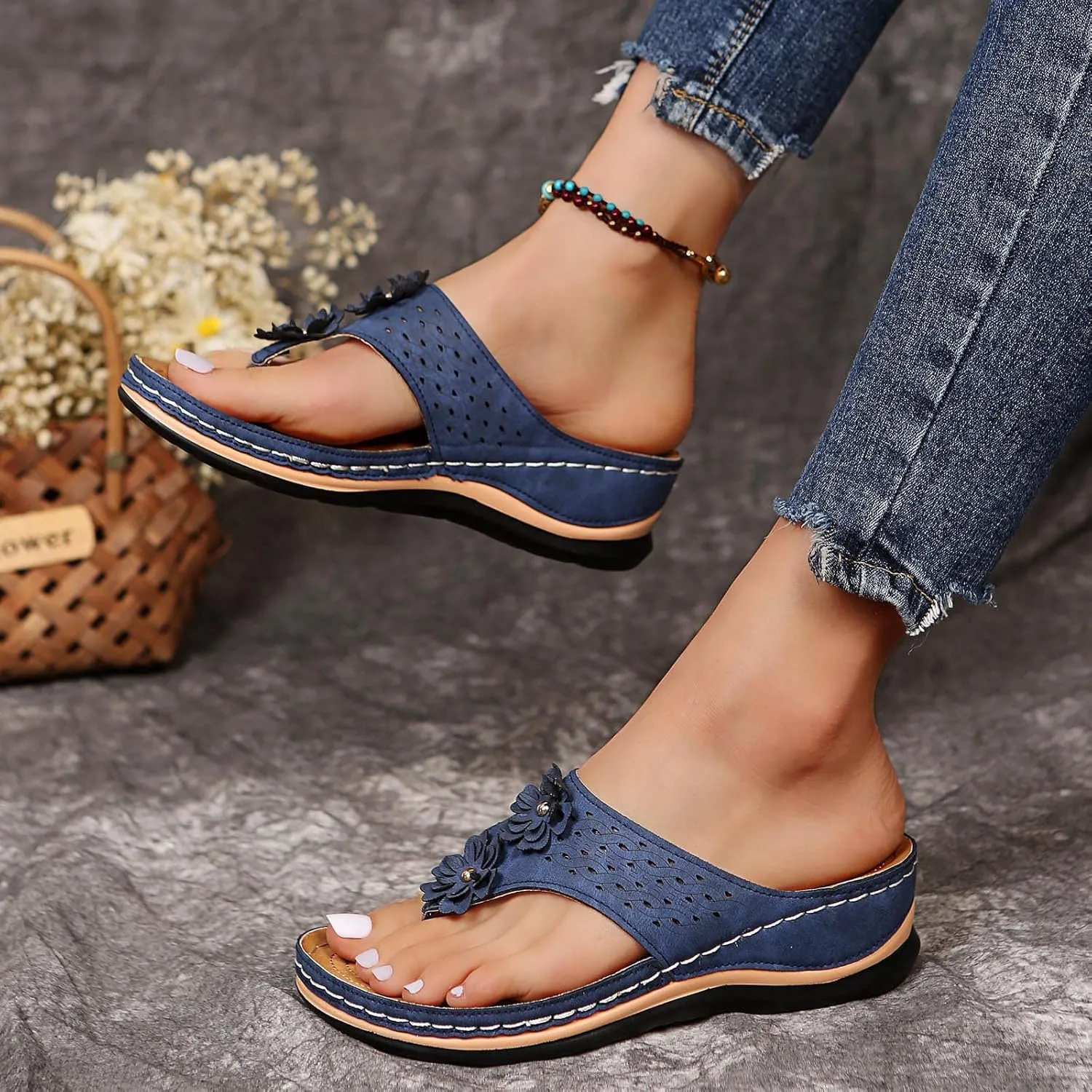 Cathalem Platform Flip Flops for Women Wedge Sandals Comfortable Walking Sandals Cushion Footbed Platform Sandals