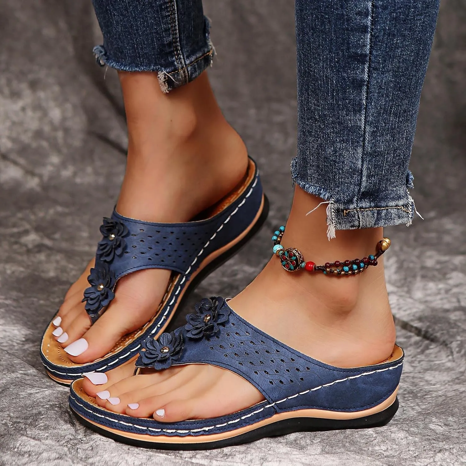 Cathalem Platform Flip Flops for Women Wedge Sandals Comfortable Walking Sandals Cushion Footbed Platform Sandals