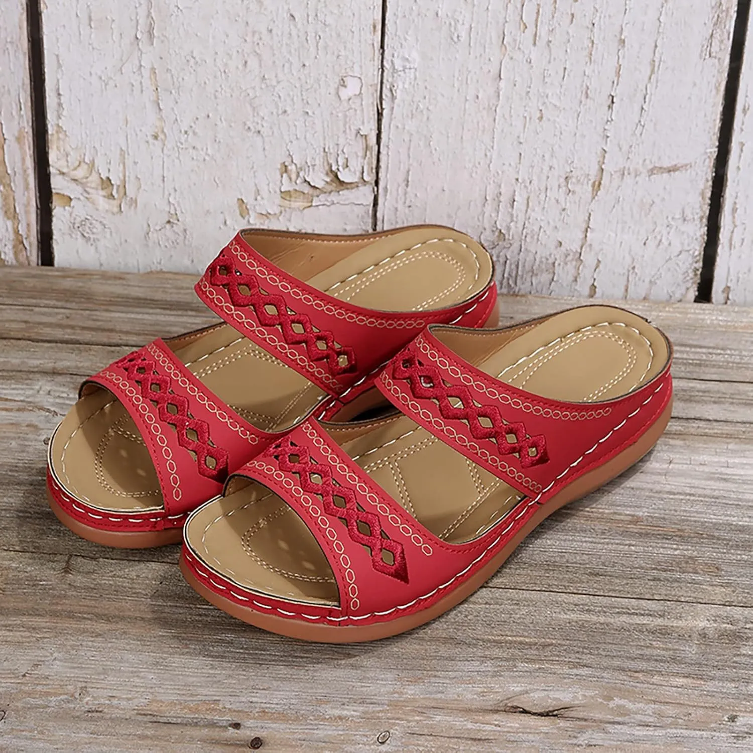 Cathalem Sandals for women 2024, Orthopedic Wedge Sandals for Women Summer Dressy Open Toe Ankle Strap Platform Sandals