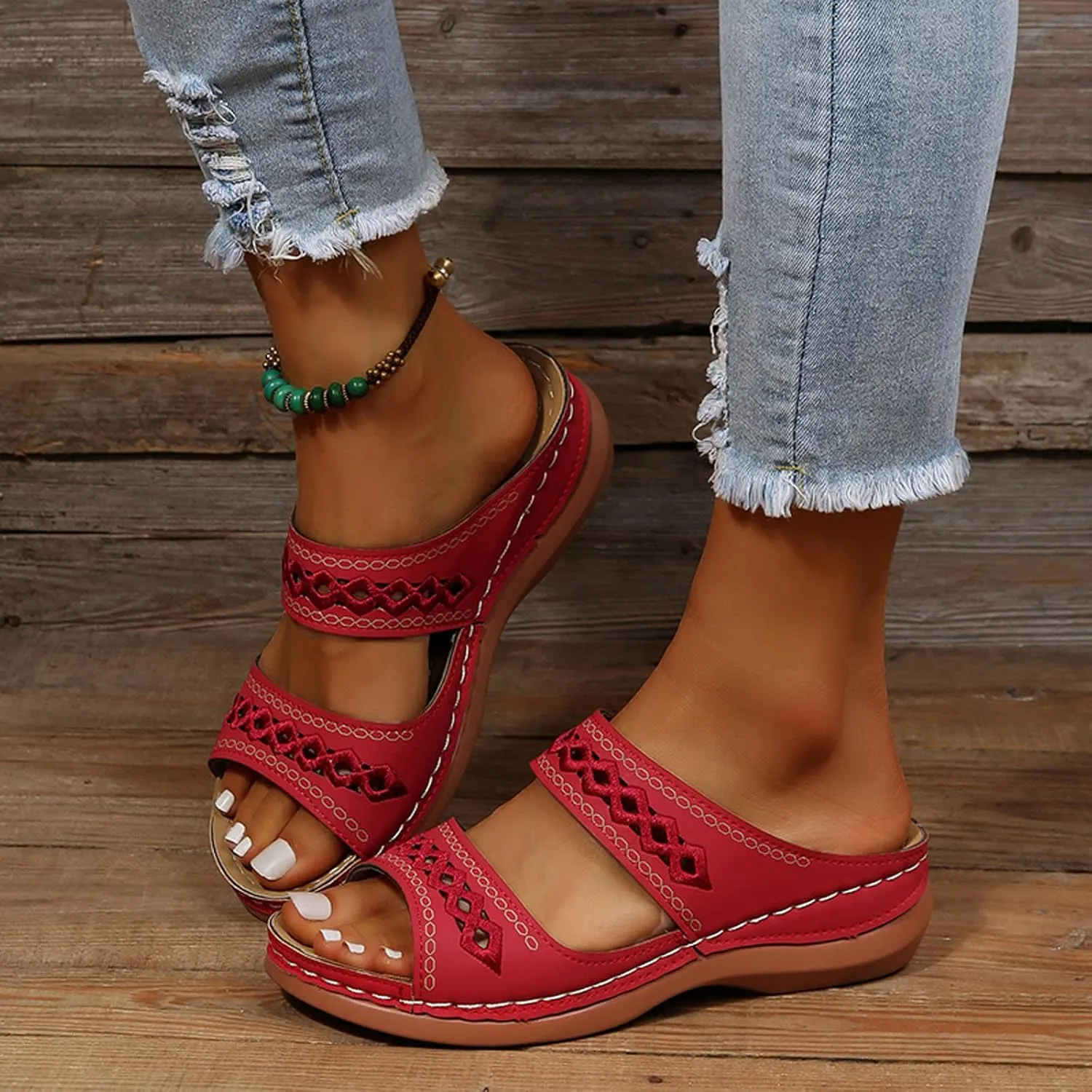 Cathalem Sandals for women 2024, Orthopedic Wedge Sandals for Women Summer Dressy Open Toe Ankle Strap Platform Sandals
