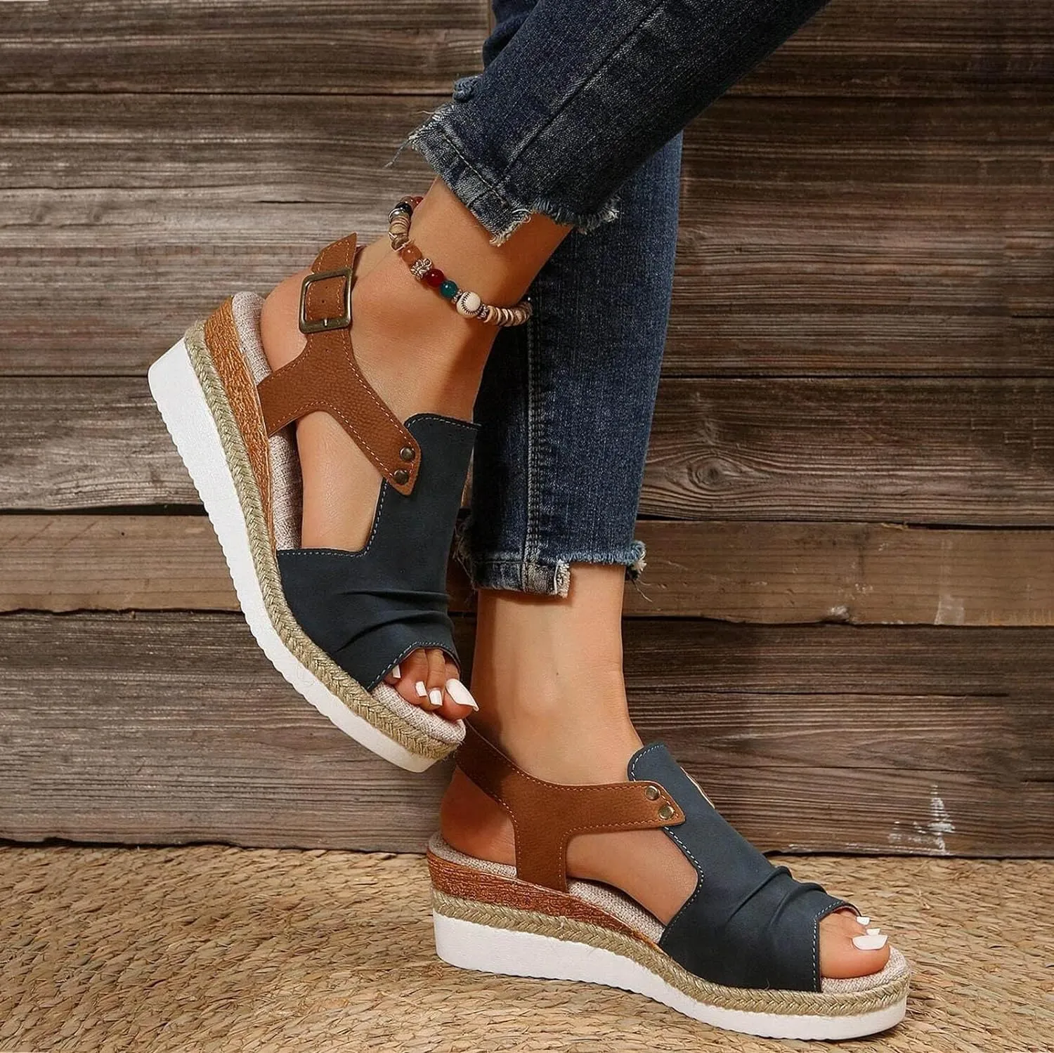 Cathalem Summer Sandals for Women 2024 Dressy Summer Espadrille Sandals Comfortable Sandals Womens Fashion Casual Ankle Strap
