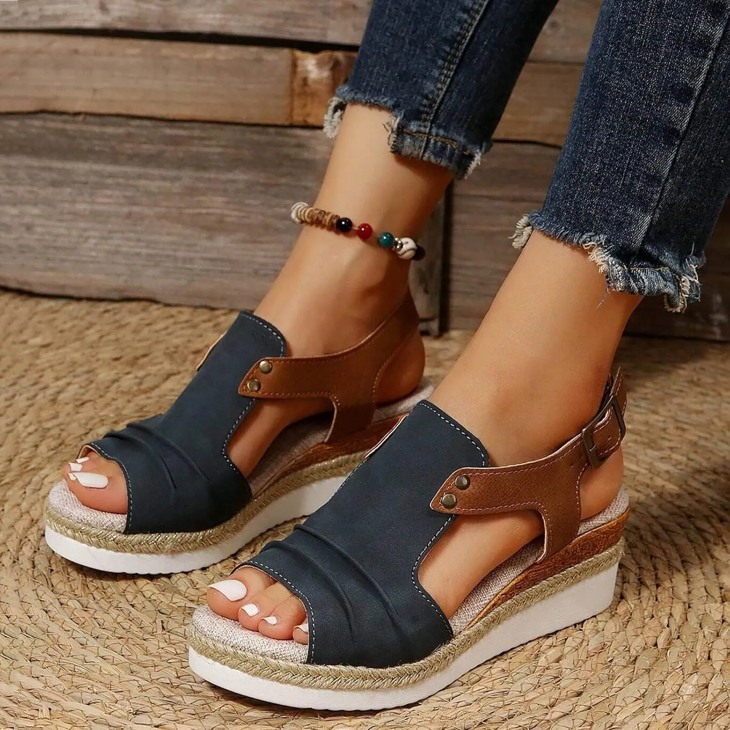 Cathalem Summer Sandals for Women 2024 Dressy Summer Espadrille Sandals Comfortable Sandals Womens Fashion Casual Ankle Strap