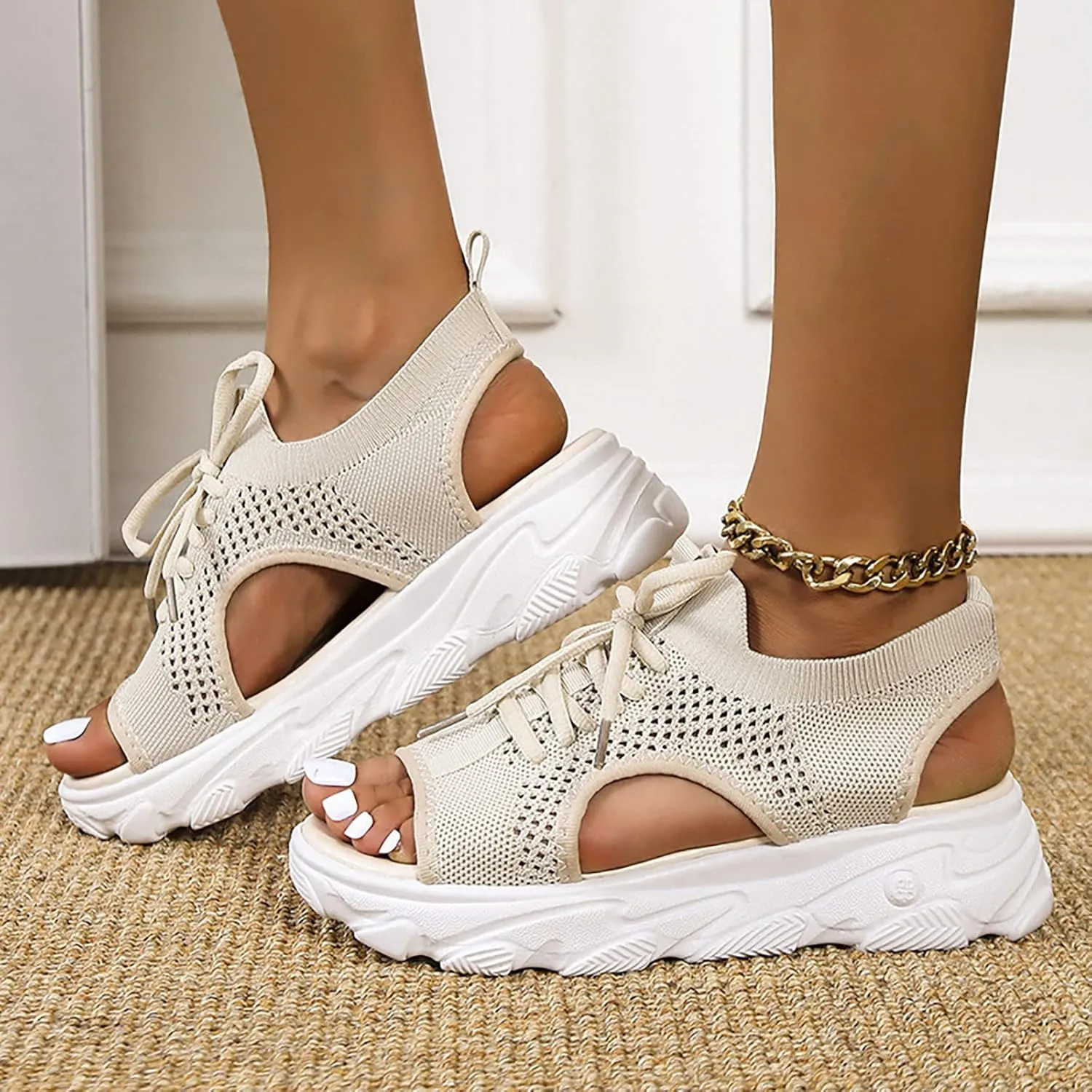 Cathalem Summer Sandals for Women 2024 Espadrille Sandals Platform Sandals Women Casual Ankle Strap Wedge Heels Sandals
