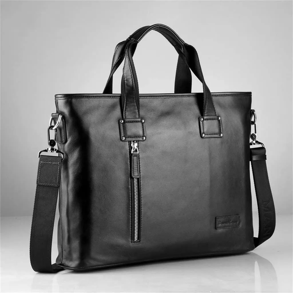 CSCDD Men's Leather Handbag 14 Inch Men's Computer Bag Business Briefcase