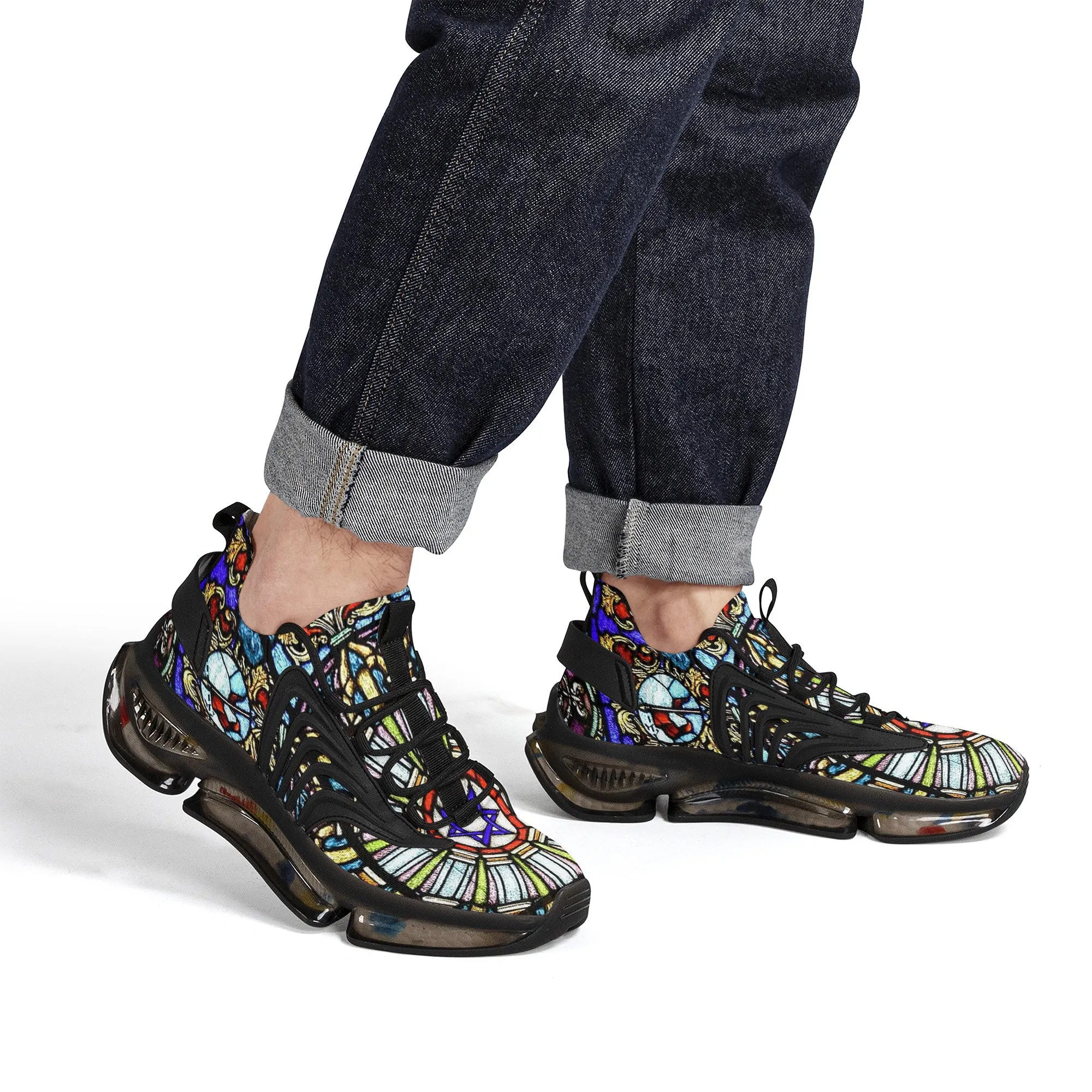 Custom Hebrew Israelite 12 Tribes Of Israel Mosaic Reaction Athletic Sneakers - Black