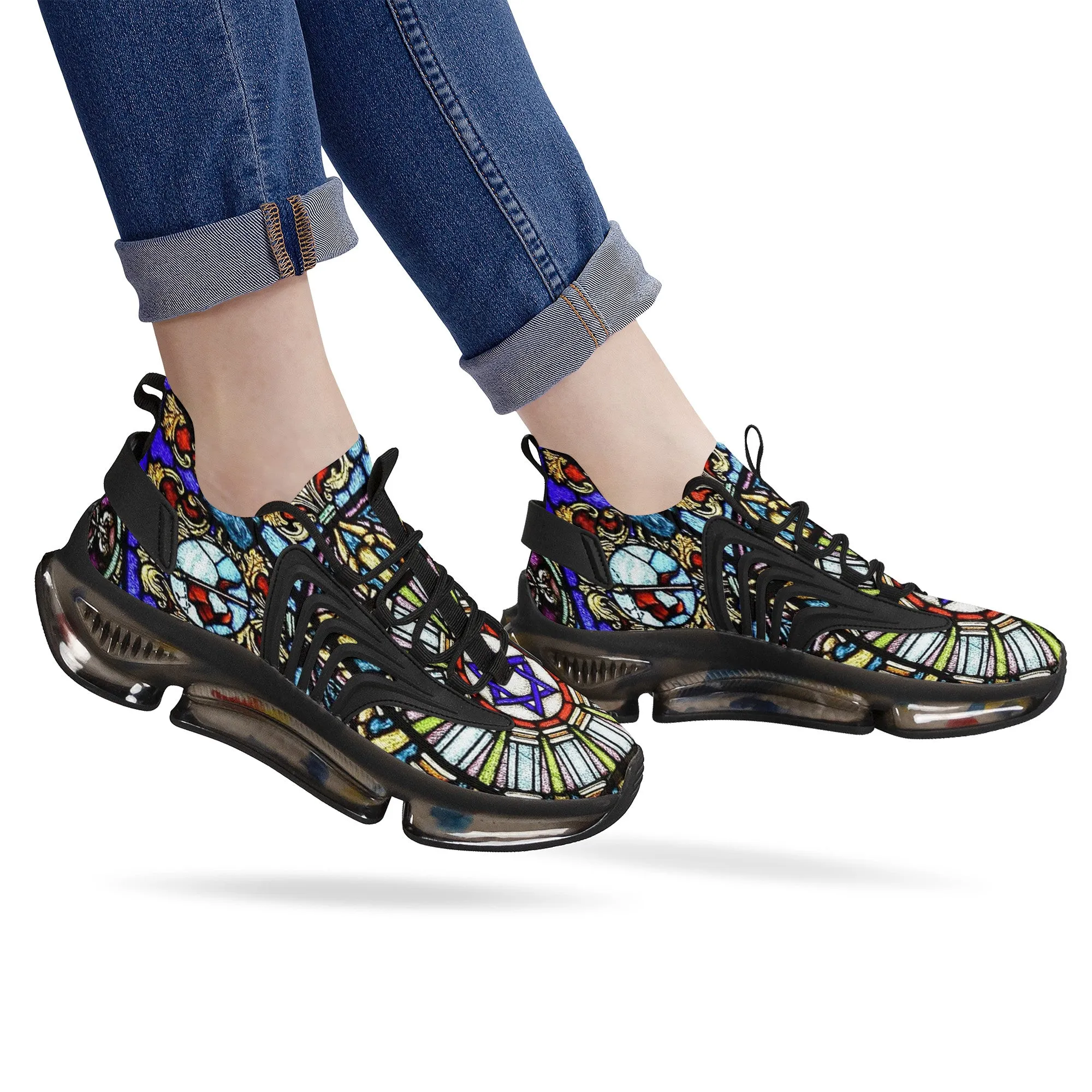 Custom Hebrew Israelite 12 Tribes Of Israel Mosaic Reaction Athletic Sneakers - Black