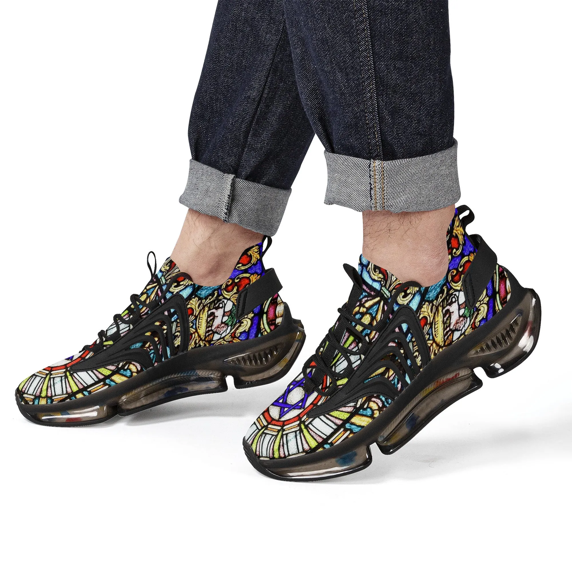 Custom Hebrew Israelite 12 Tribes Of Israel Mosaic Reaction Athletic Sneakers - Black