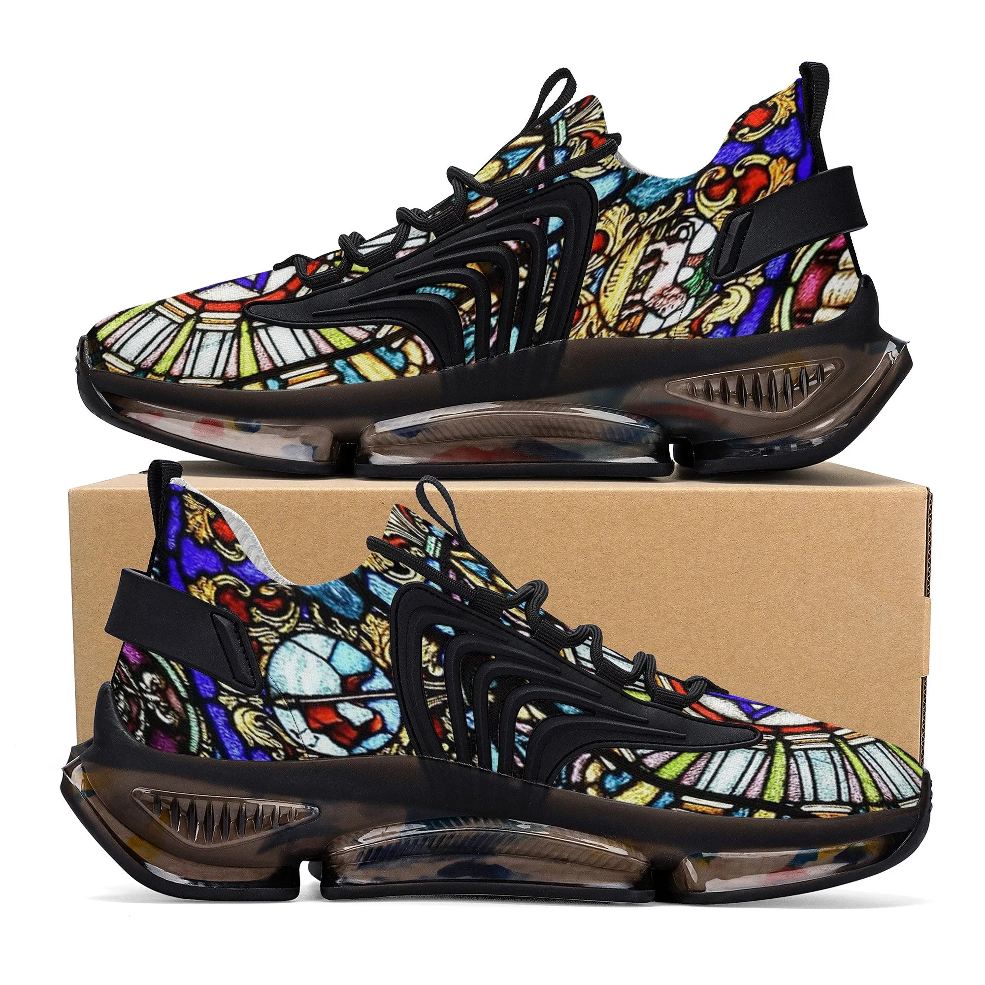 Custom Hebrew Israelite 12 Tribes Of Israel Mosaic Reaction Athletic Sneakers - Black