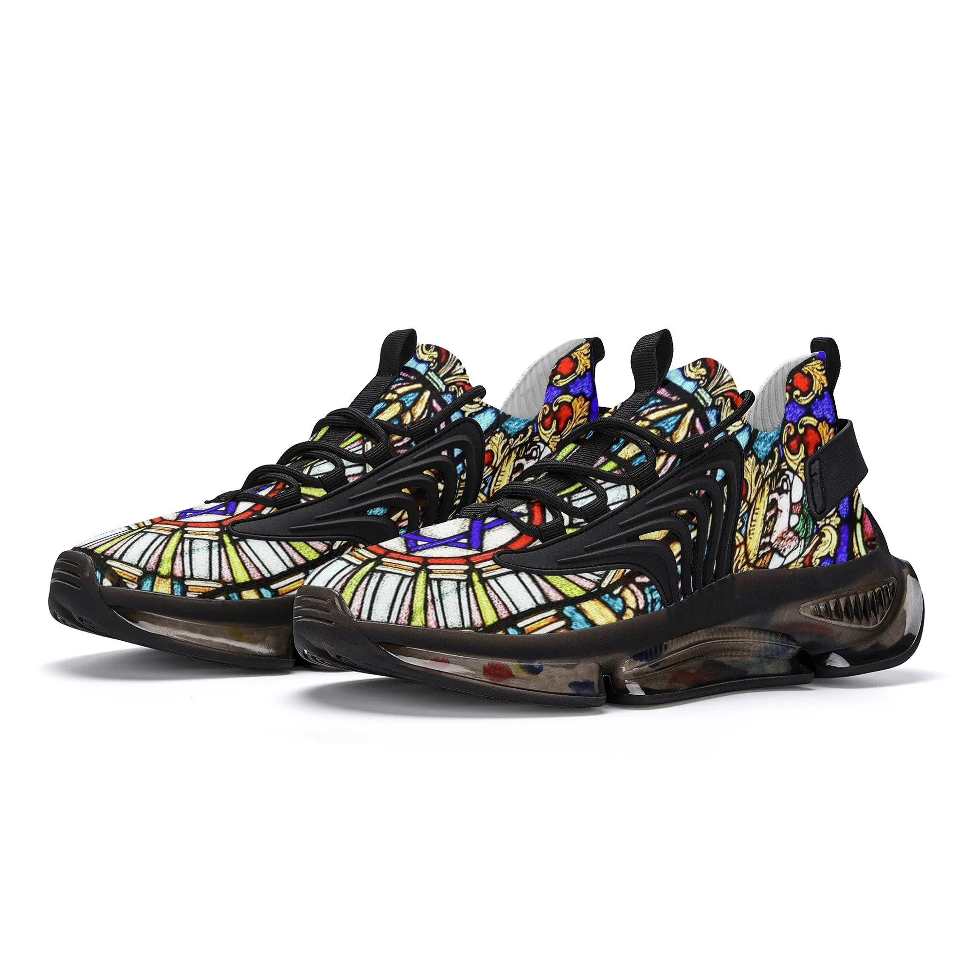 Custom Hebrew Israelite 12 Tribes Of Israel Mosaic Reaction Athletic Sneakers - Black