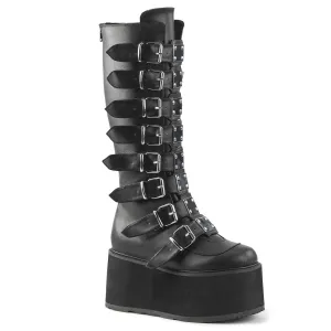 DAMNED-318 DemoniaCult Black Vegan Leather Sexy Women's Mid-Calf & Knee High Boots (Alternative Footwear)