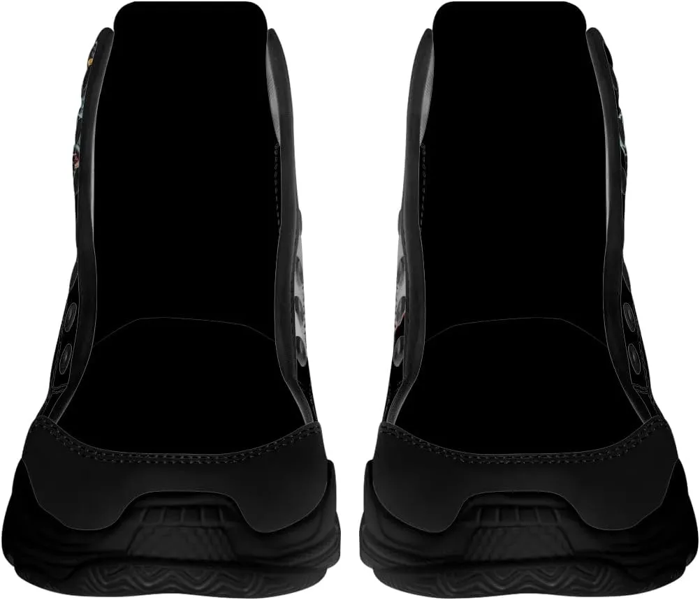 Dinosaur Shoes Men 3D Print Black High Top Canvas Sneakers Gifts for Women