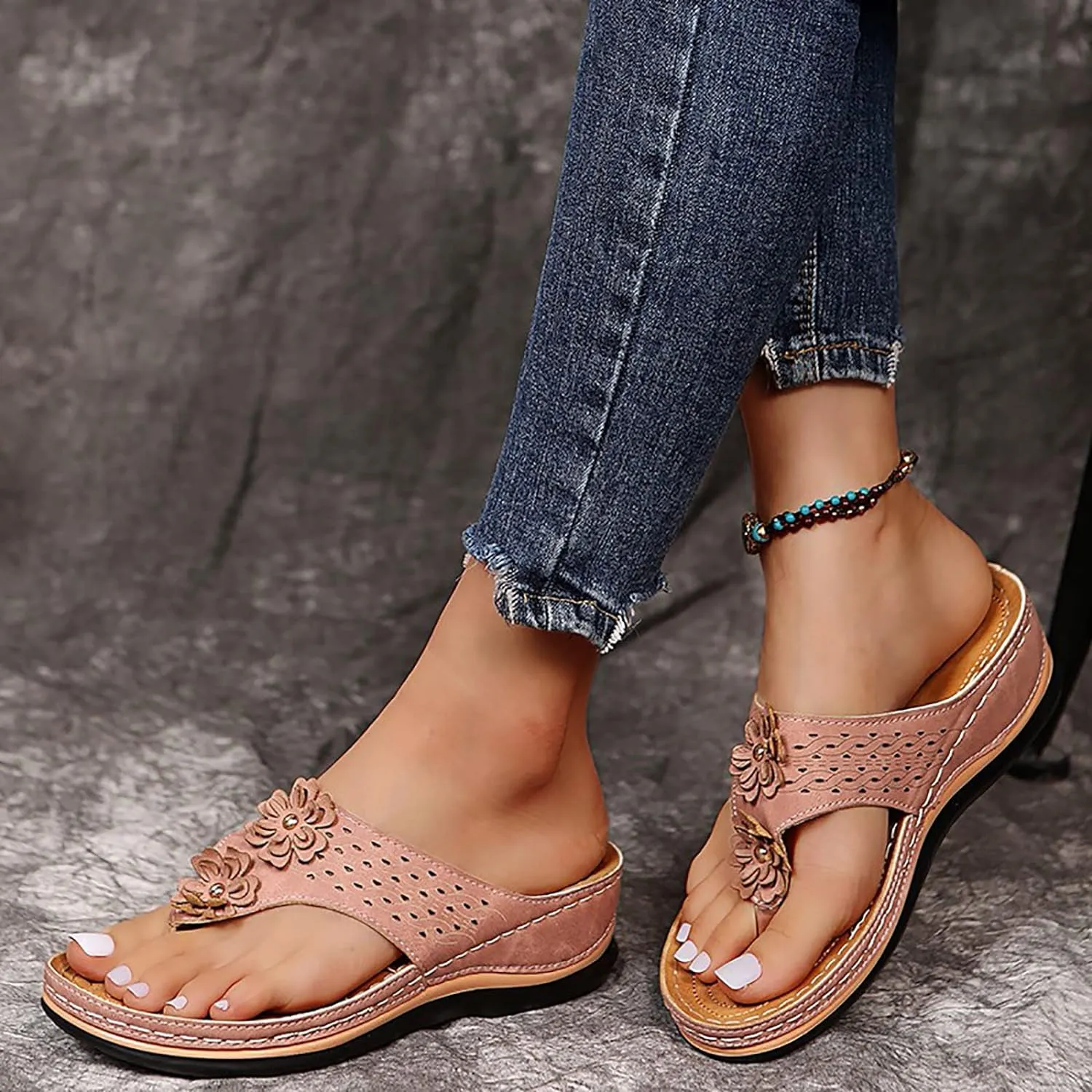 Eduavar Sandals Women Dressy Summer, Orthopedic Sandals for Women Summer Breathable Open Toe Flip Flops Causal Beach Sandals
