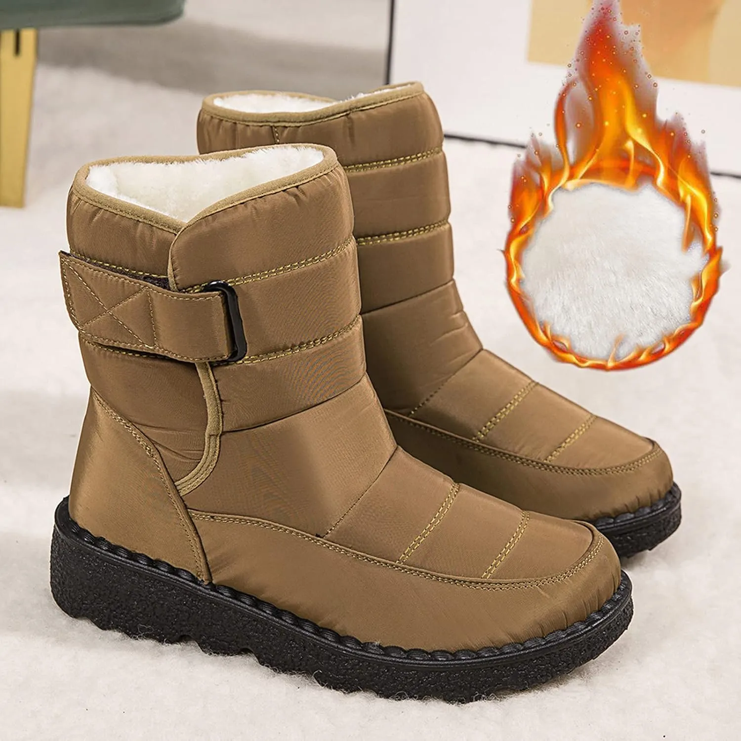 Extra Wide Calf Snow Boots for Women Women Snow Boots Wide Width Extra Wide Calf Winter Boots for Women Plus Size Outdoor Waterproof Rubber Boots for Women Womens Winter Boots Non Slip Zipper Size 10