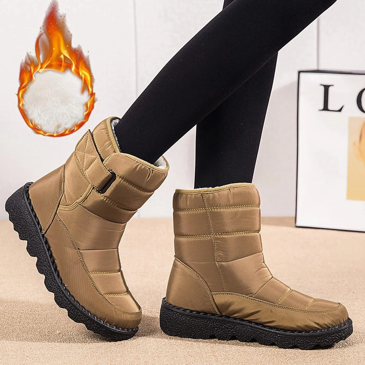 Extra Wide Calf Snow Boots for Women Women Snow Boots Wide Width Extra Wide Calf Winter Boots for Women Plus Size Outdoor Waterproof Rubber Boots for Women Womens Winter Boots Non Slip Zipper Size 10