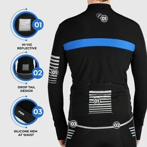Fdx All Day Men's Blue Thermal Roubaix Long Sleeve Cycling Jersey