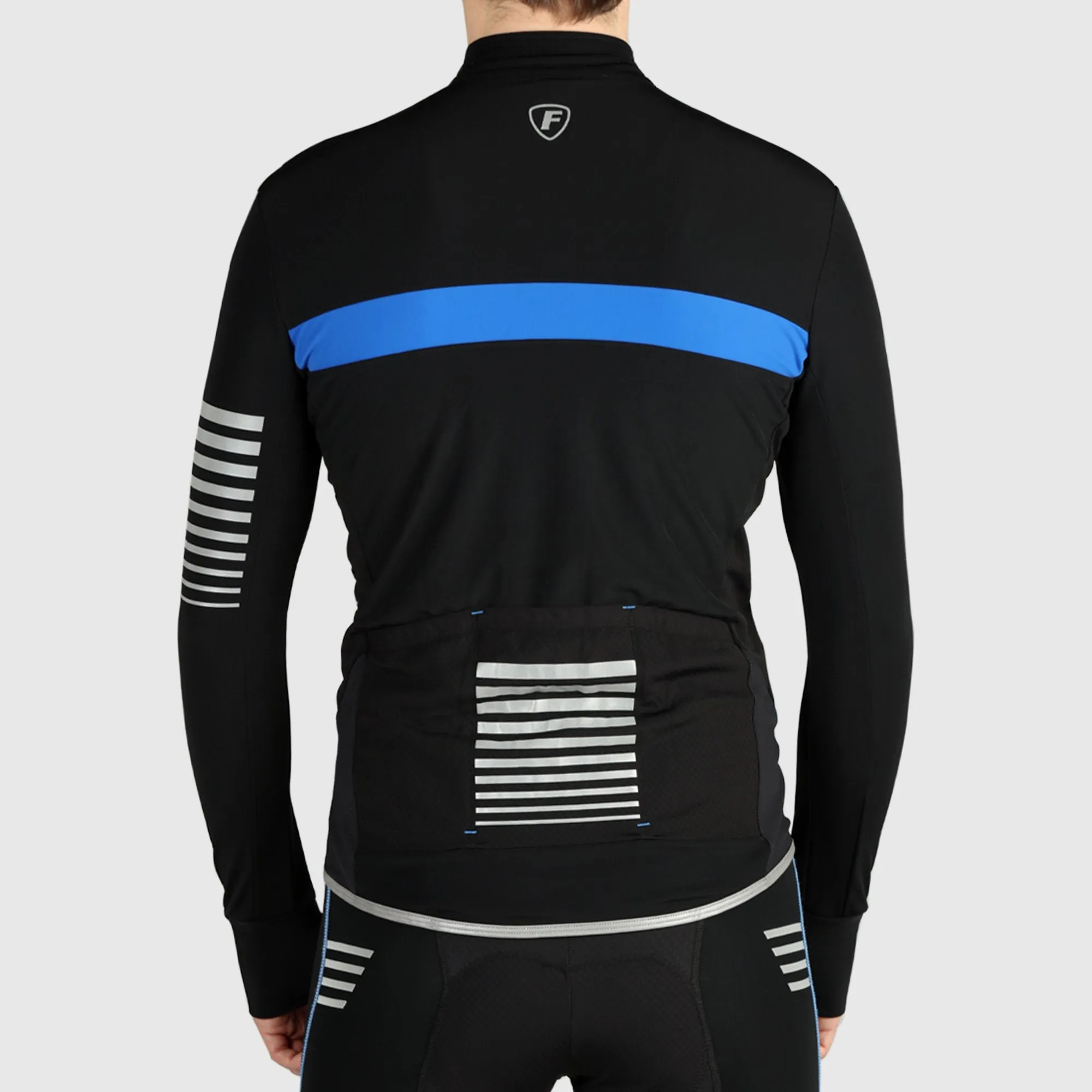 Fdx All Day Men's Blue Thermal Roubaix Long Sleeve Cycling Jersey