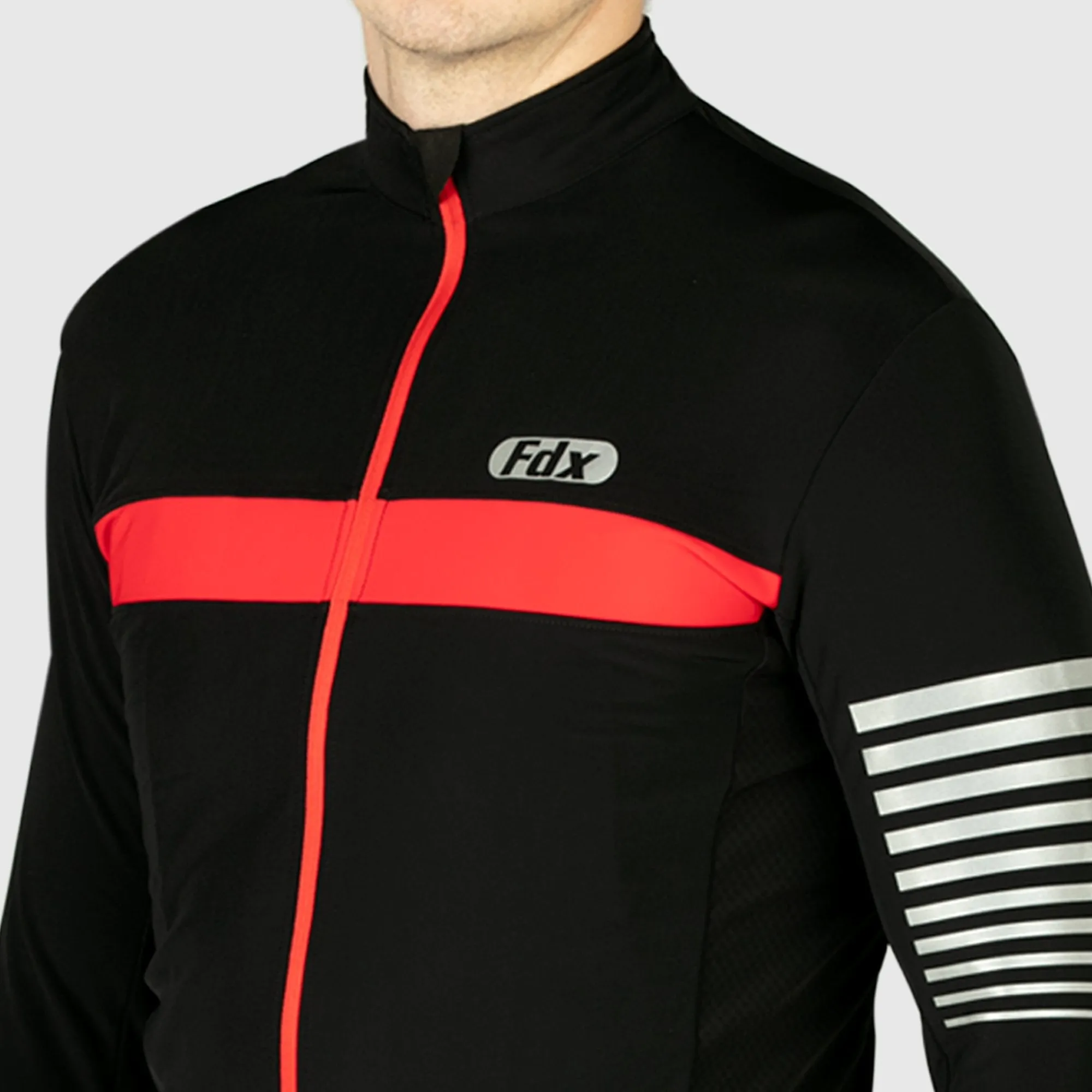 Fdx All Day Men's Red Thermal Roubaix Long Sleeve Cycling Jersey