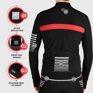 Fdx All Day Men's Red Thermal Roubaix Long Sleeve Cycling Jersey