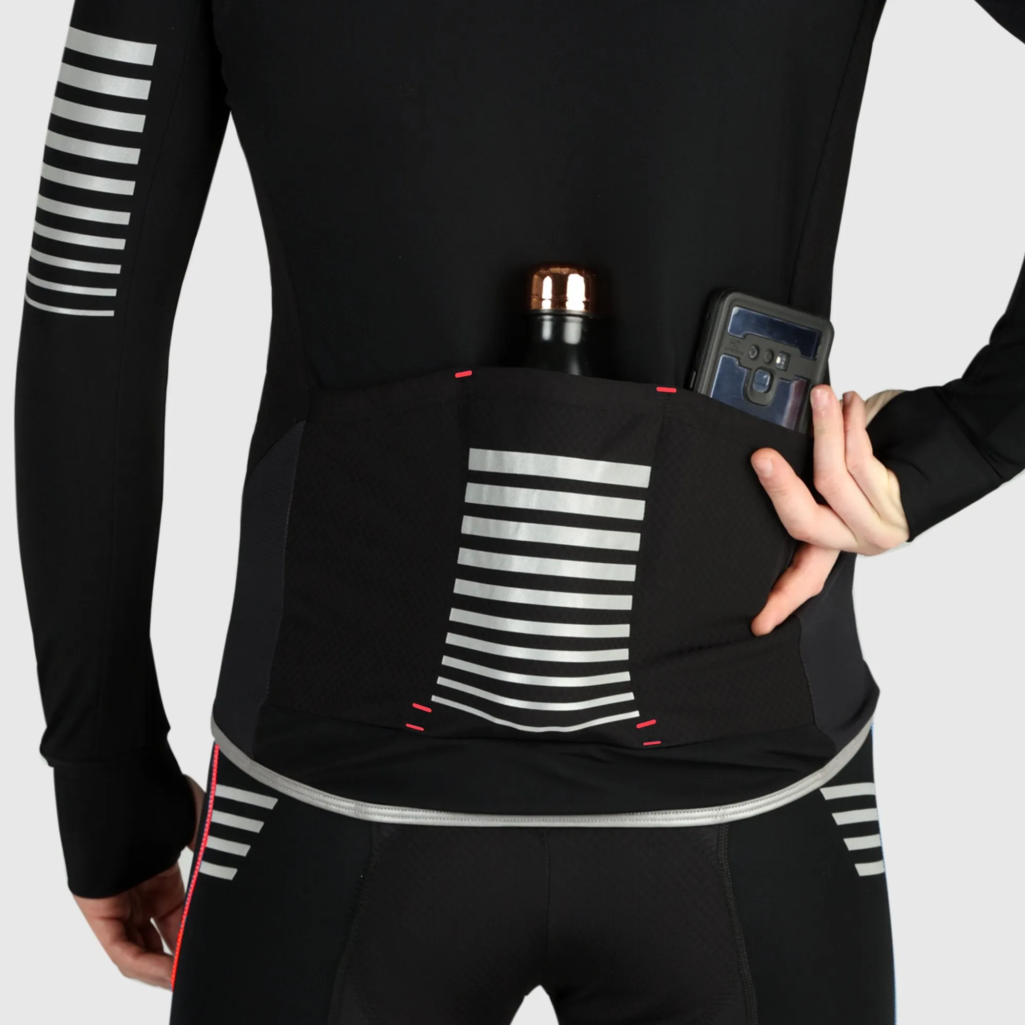 Fdx All Day Men's Red Thermal Roubaix Long Sleeve Cycling Jersey