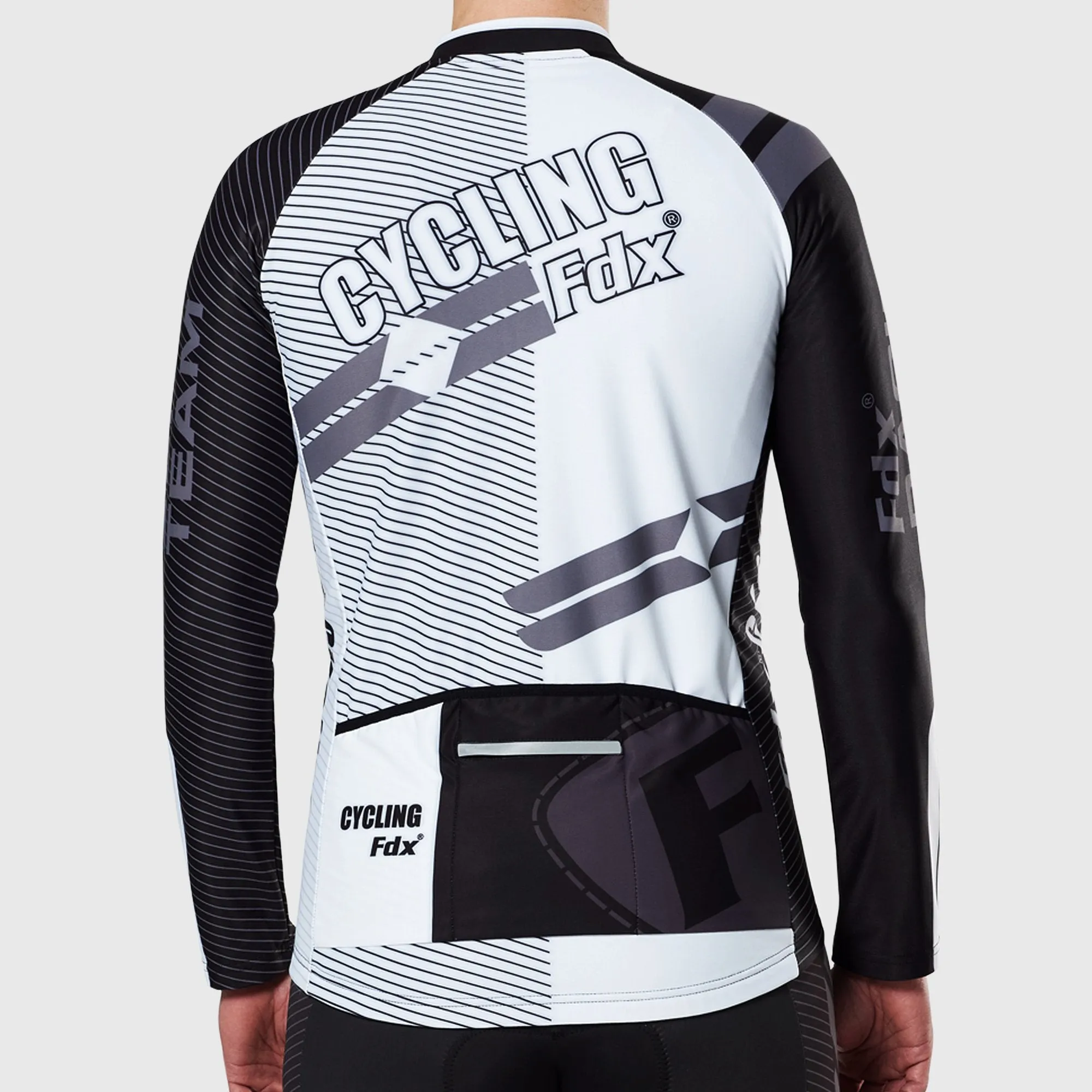 Fdx Core Men's White Thermal Roubaix Long Sleeve Cycling Jersey