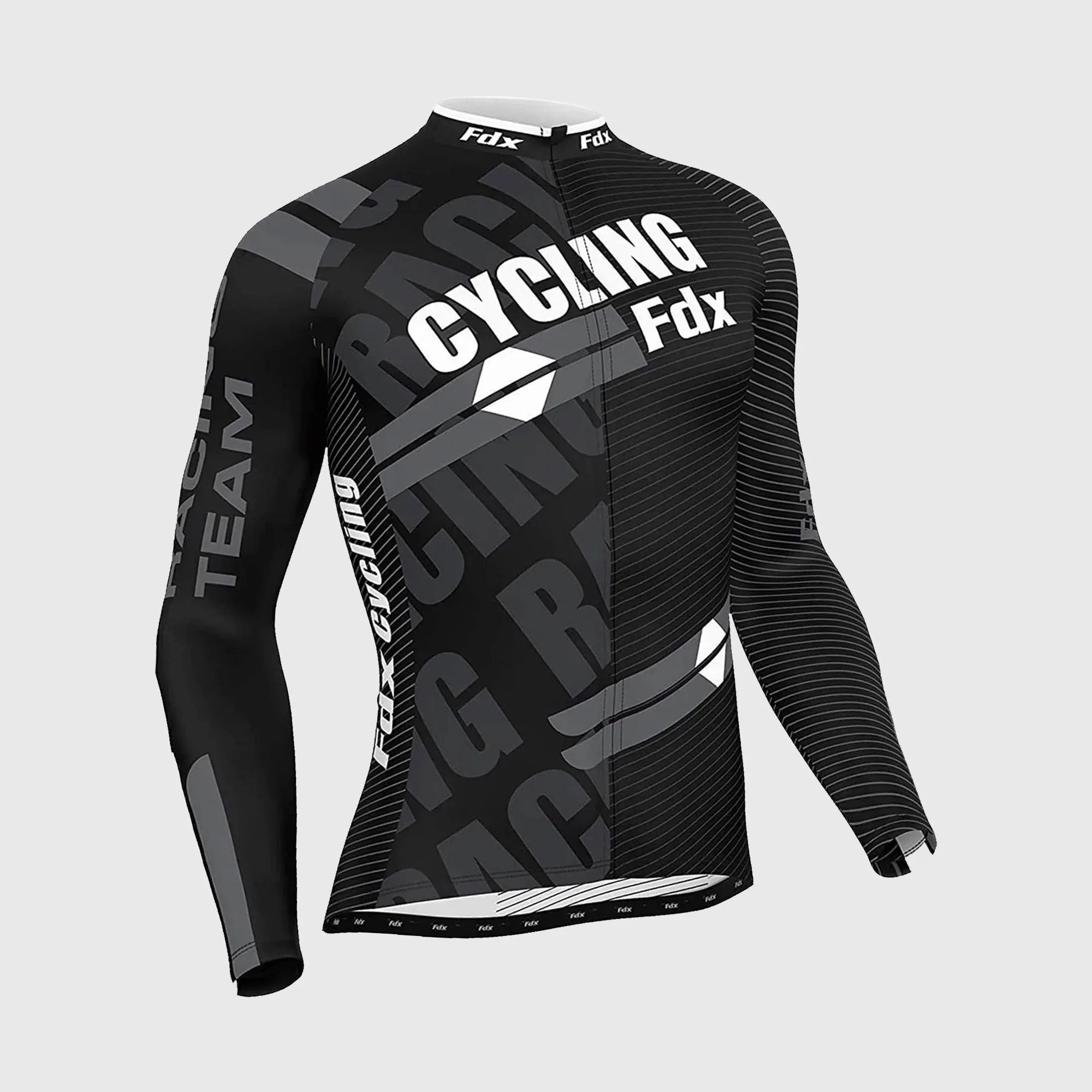Fdx Core Men's White Thermal Roubaix Long Sleeve Cycling Jersey