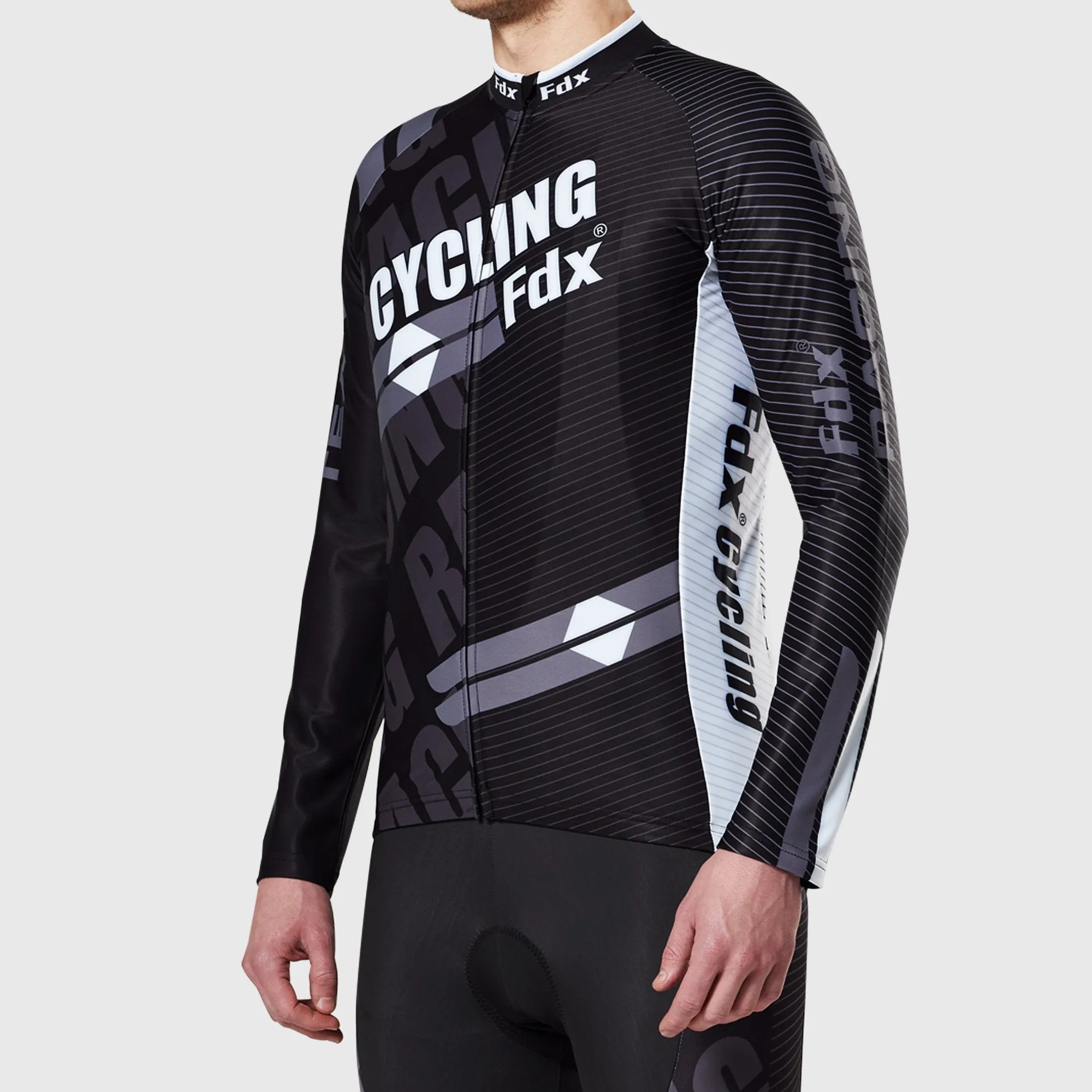Fdx Core Men's White Thermal Roubaix Long Sleeve Cycling Jersey