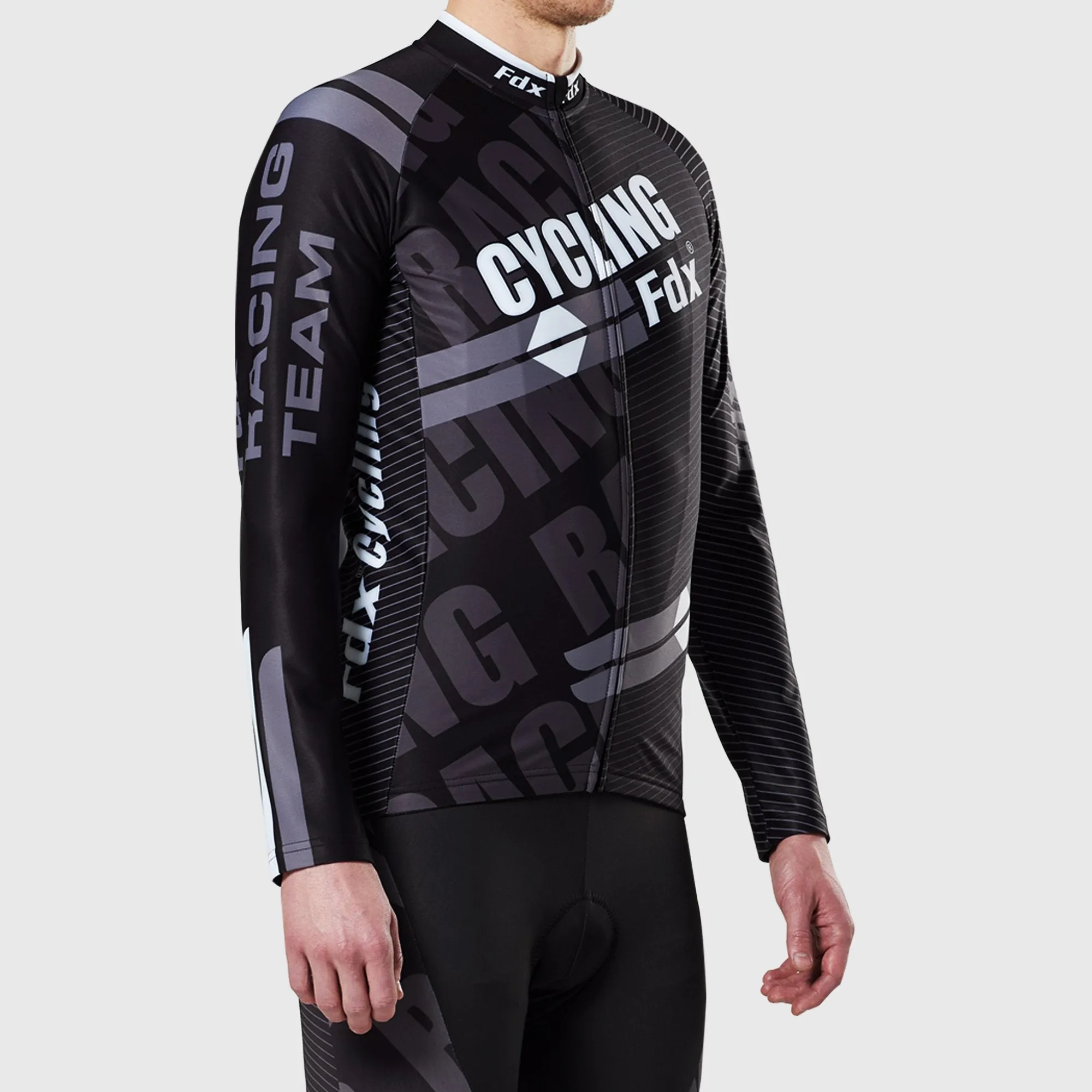 Fdx Core Men's White Thermal Roubaix Long Sleeve Cycling Jersey