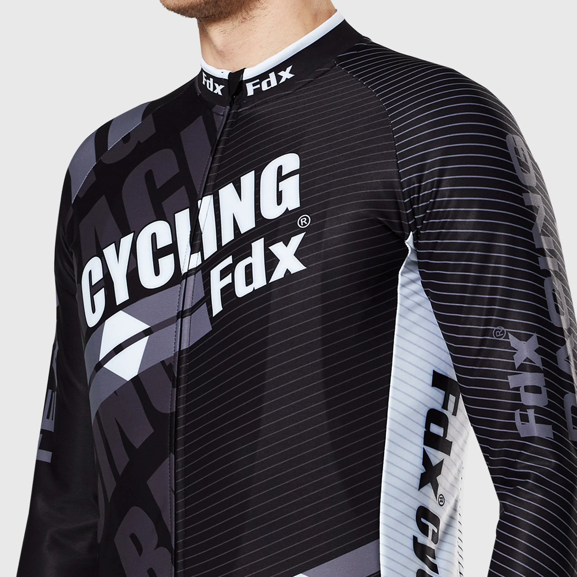 Fdx Core Men's White Thermal Roubaix Long Sleeve Cycling Jersey
