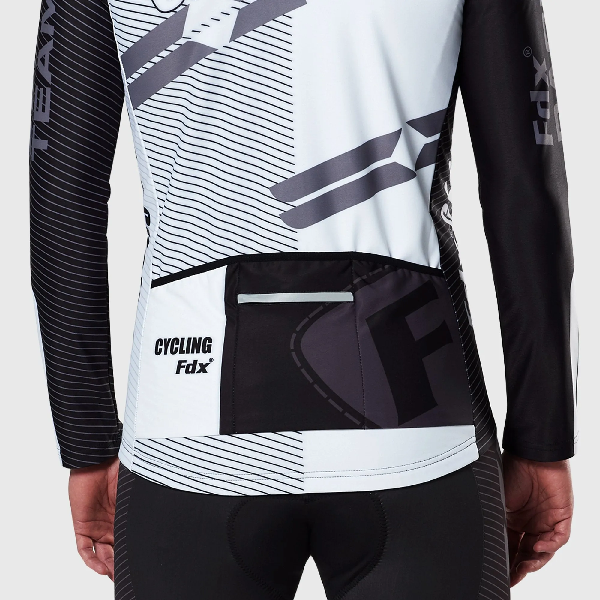 Fdx Core Men's White Thermal Roubaix Long Sleeve Cycling Jersey