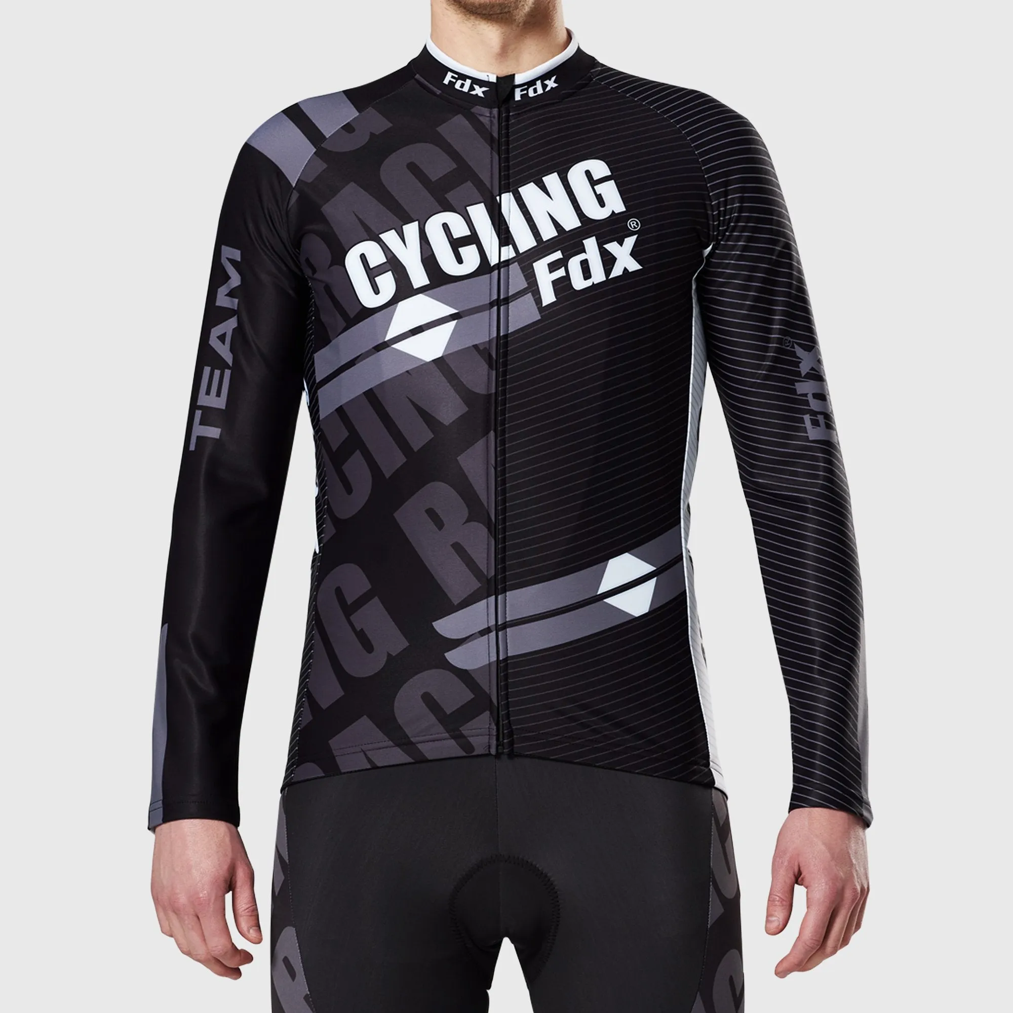 Fdx Core Men's White Thermal Roubaix Long Sleeve Cycling Jersey